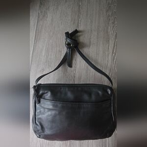 Vintage Autumn Forest Leathers by Impulse Black Crossbody Made in USA Soft Grain